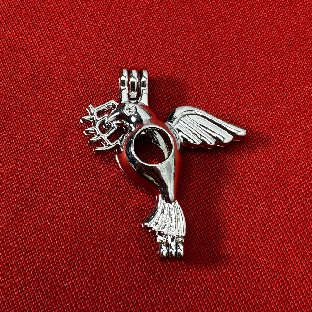 Silver Tone Bird Essential Oil‎ Diffuser Pendant